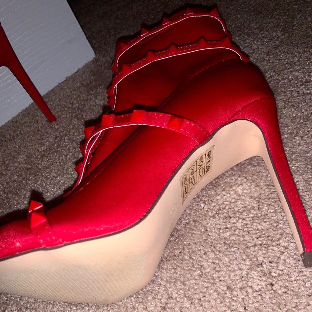 Red Bootie Heels - Picture 3 of 6